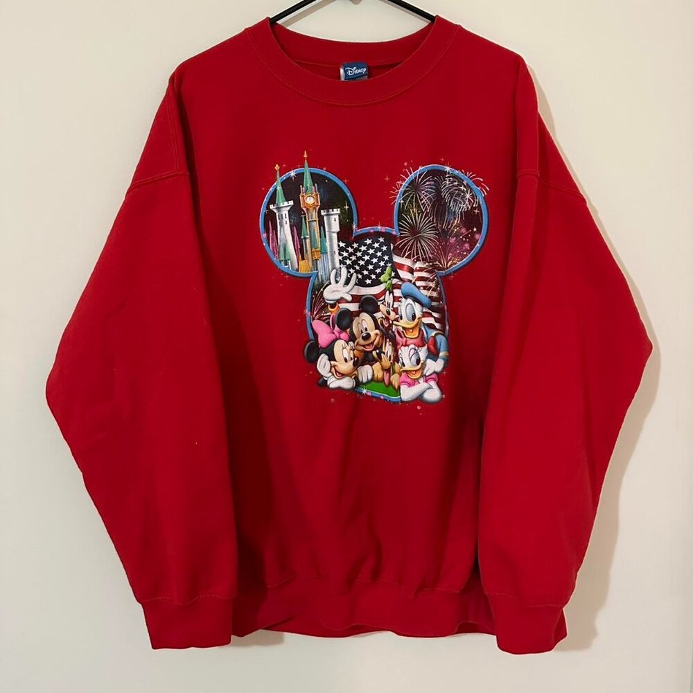 Vintage Mickey Mouse And Friends Walt Disney World Red Sweatshirt Size: XL